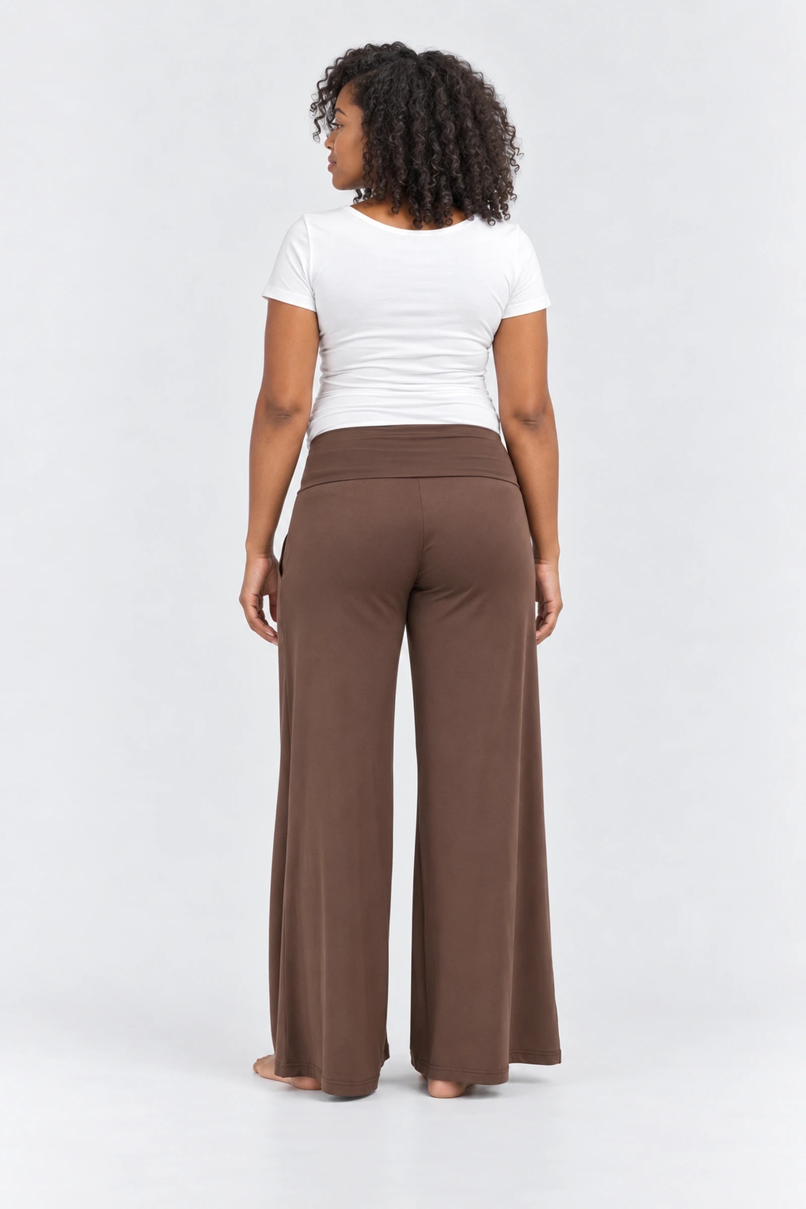 Kindred Bravely Bamboo Wide Leg Maternity + Postpartum Lounge Pant, chocolate, back view