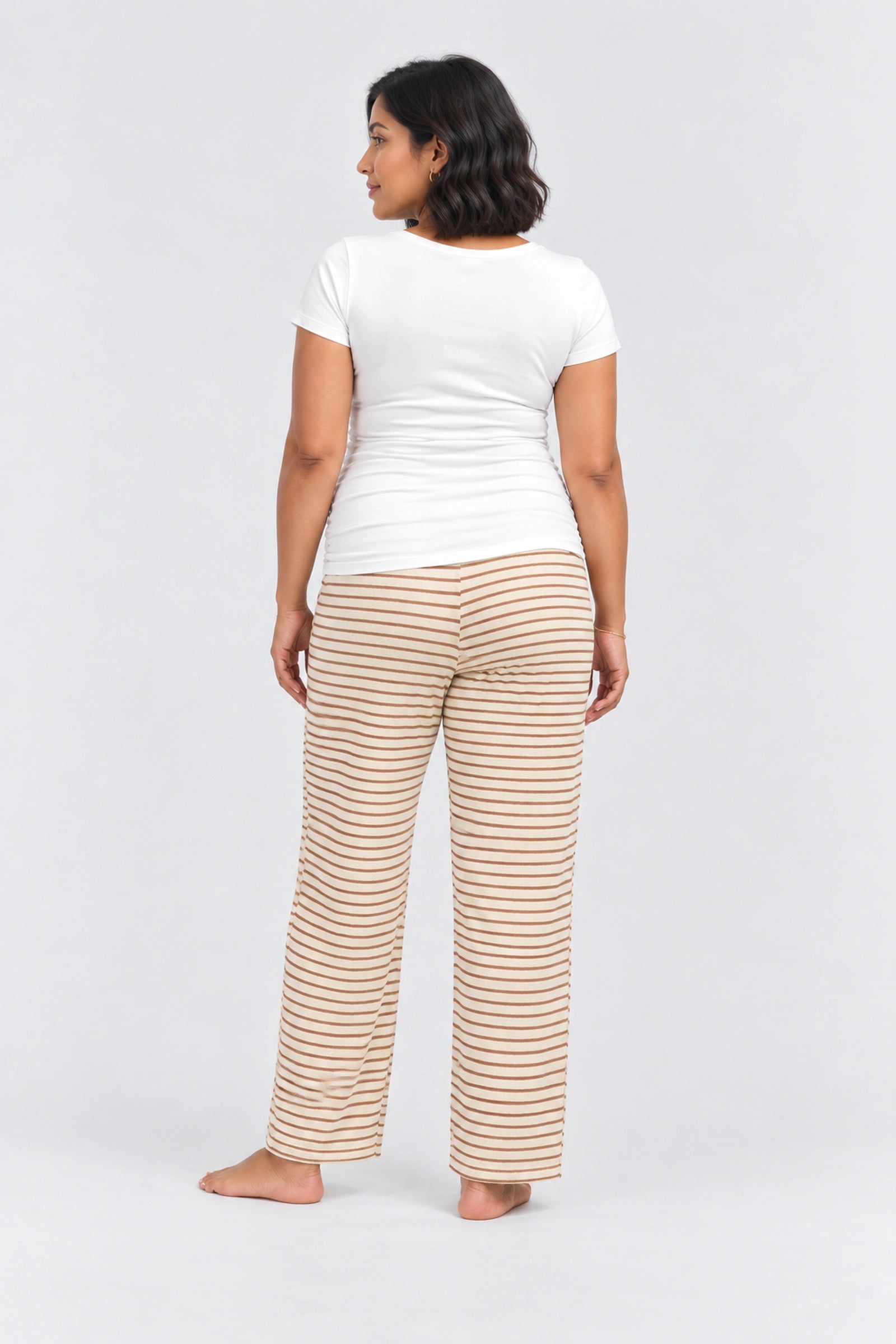 Kindred Bravely Luxe Terry Maternity + Postpartum Pant, Ivory Chocolate, back view