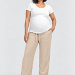 Kindred Bravely Luxe Terry Maternity + Postpartum Pant, Ivory Chocolate, front view