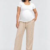 Kindred Bravely Luxe Terry Maternity + Postpartum Pant, Ivory Chocolate, front view