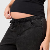 Kindred Bravely Wide Leg Maternity + Postpartum Drawstring Pant, Black, detail view