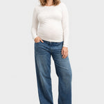 NOM Slouch Under-Bump Relaxed Jeans, Dark Blue, front view