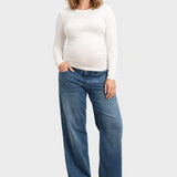 NOM Slouch Under-Bump Relaxed Jeans, Dark Blue, front view