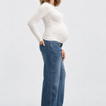 NOM Slouch Under-Bump Relaxed Jeans, Dark Blue, side view