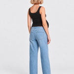 NOM Slouch Under-Bump Relaxed Jeans — Light Wash, Light Wash, back view
