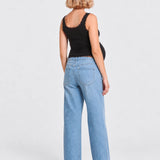 NOM Slouch Under-Bump Relaxed Jeans — Light Wash, Light Wash, back view
