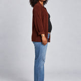 NOM Thomasine Sweater Cardigan in Chocolate, full-length side view