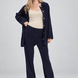 NOM Thomasine Sweater Cardigan in Navy, full-length front view
