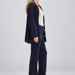 NOM Thomasine Sweater Cardigan in Navy, full-length side view