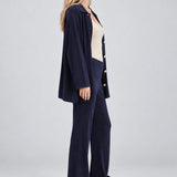 NOM Thomasine Sweater Cardigan in Navy, full-length side view