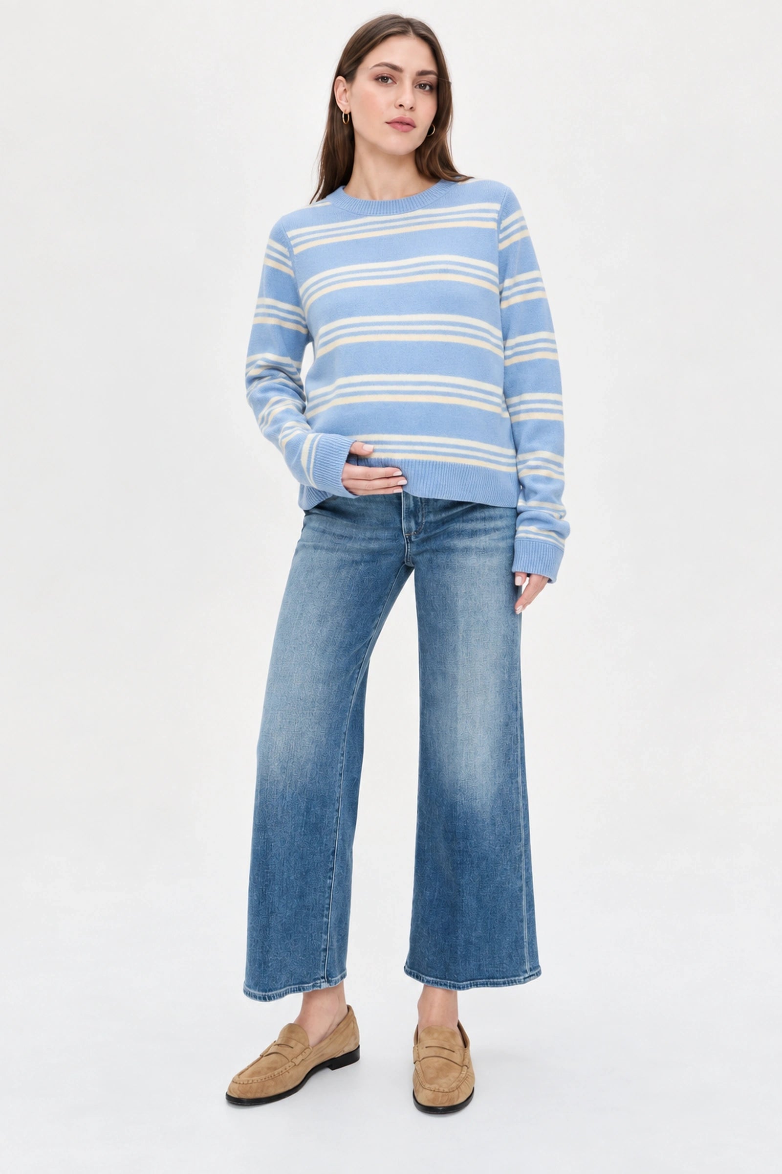Paige Denim Anessa Maternity Wide Leg Jean — Vino Vibes, Vino Vibes, front view