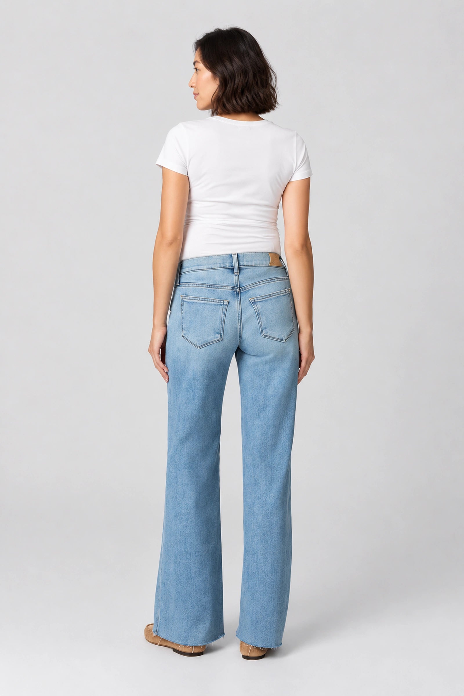Paige Denim Anessa Maternity Wide Leg Jean with Twisted Outseam, Explorer, back view