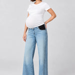 Paige Denim Anessa Maternity Wide Leg Jean with Twisted Outseam, Explorer, front view