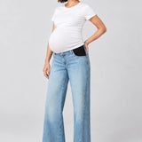 Paige Denim Anessa Maternity Wide Leg Jean with Twisted Outseam, Explorer, front view