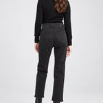 Noella Straight Maternity Jean – Black Willow — back view