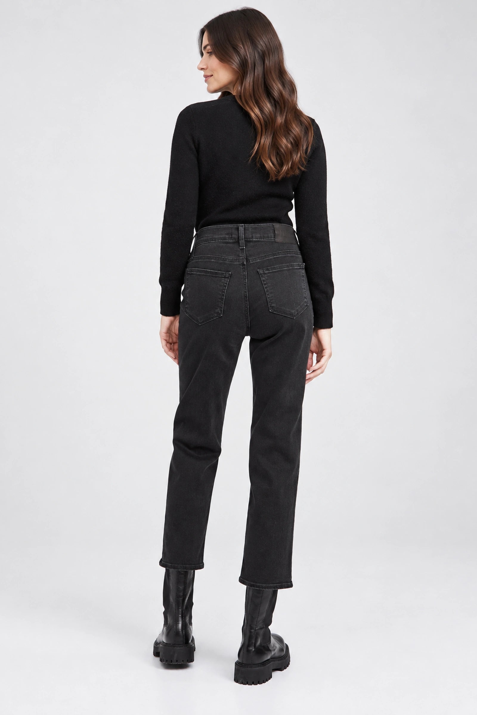 Noella Straight Maternity Jean – Black Willow — back view