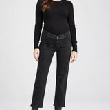 Noella Straight Maternity Jean – Black Willow — front view