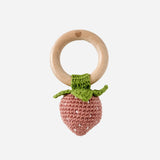 Cotton Crochet Rattle Teether Strawberry - Pink