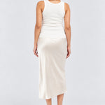 Ripe Crystal Satin Skirt, Oyster, back view
