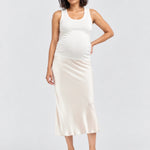 Ripe Crystal Satin Skirt, Oyster, front view