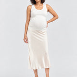 Ripe Crystal Satin Skirt, Oyster, front view