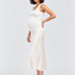 Ripe Crystal Satin Skirt, Oyster, side view