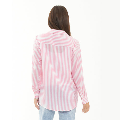 Emmy Stripe Shirt- Bubblegum White Stripe