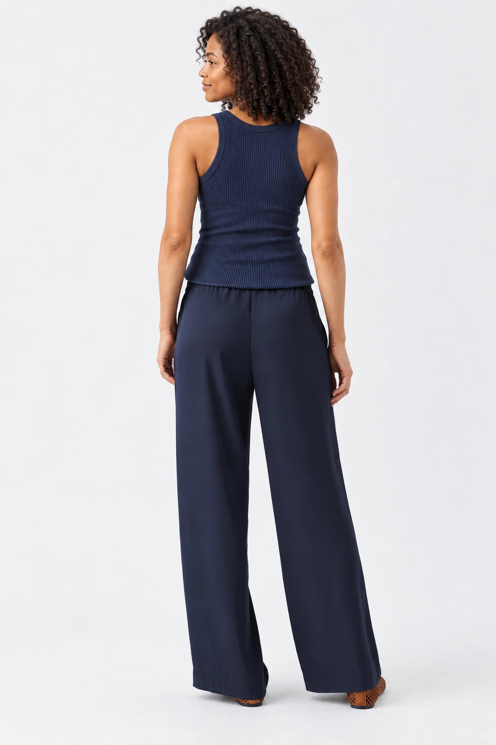 Ripe Tamara Satin Pull-On Pant, Midnight, back view
