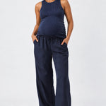 Ripe Tamara Satin Pull-On Pant, Midnight, front view