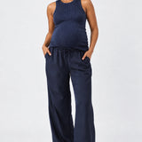 Ripe Tamara Satin Pull-On Pant, Midnight, front view
