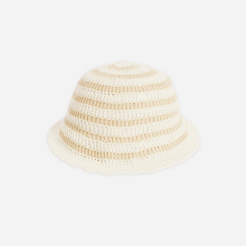 Crochet Bucket Hat- Sand Stripe