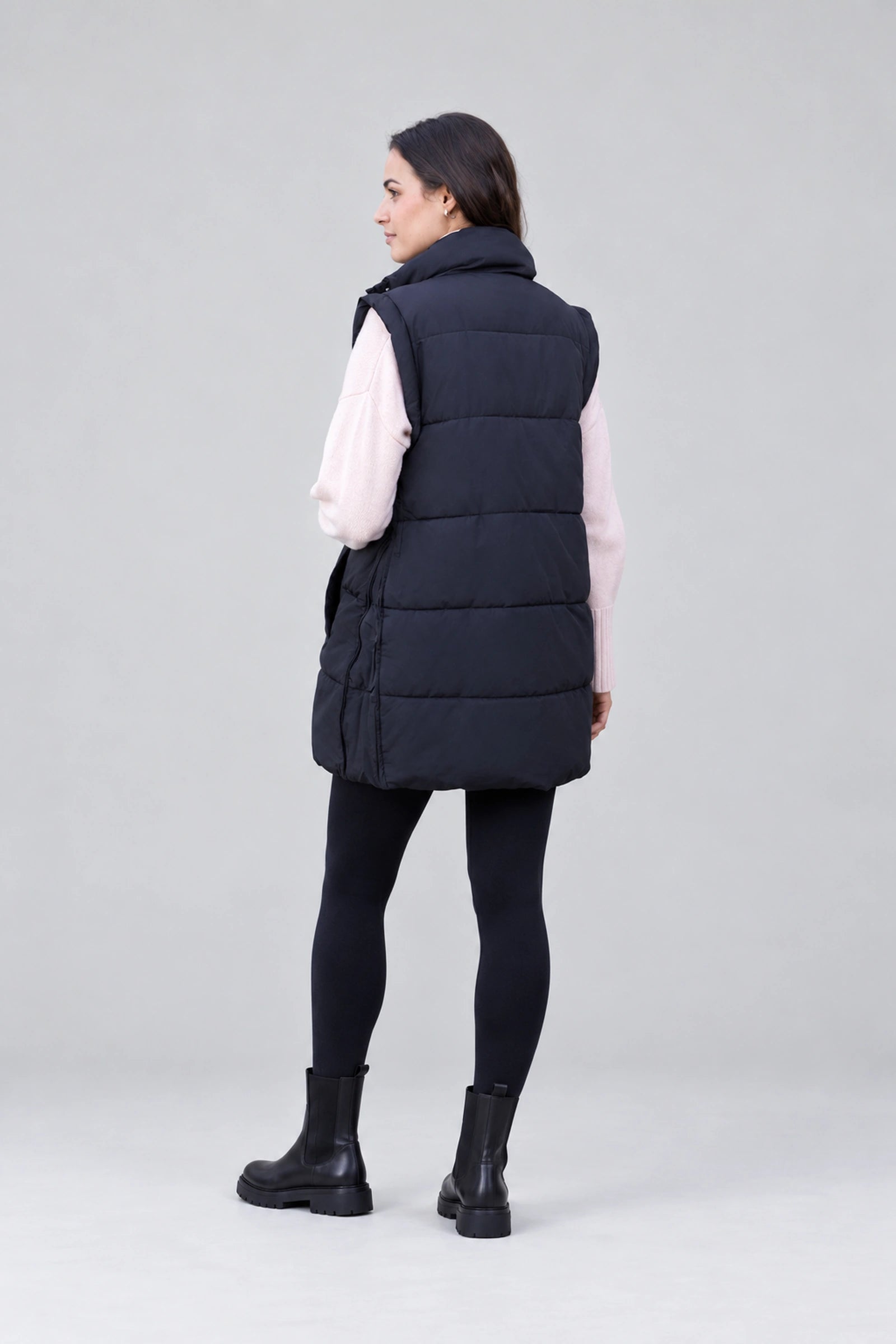 Black 3-In-1 Maternity & Babywearing Gilet — back view