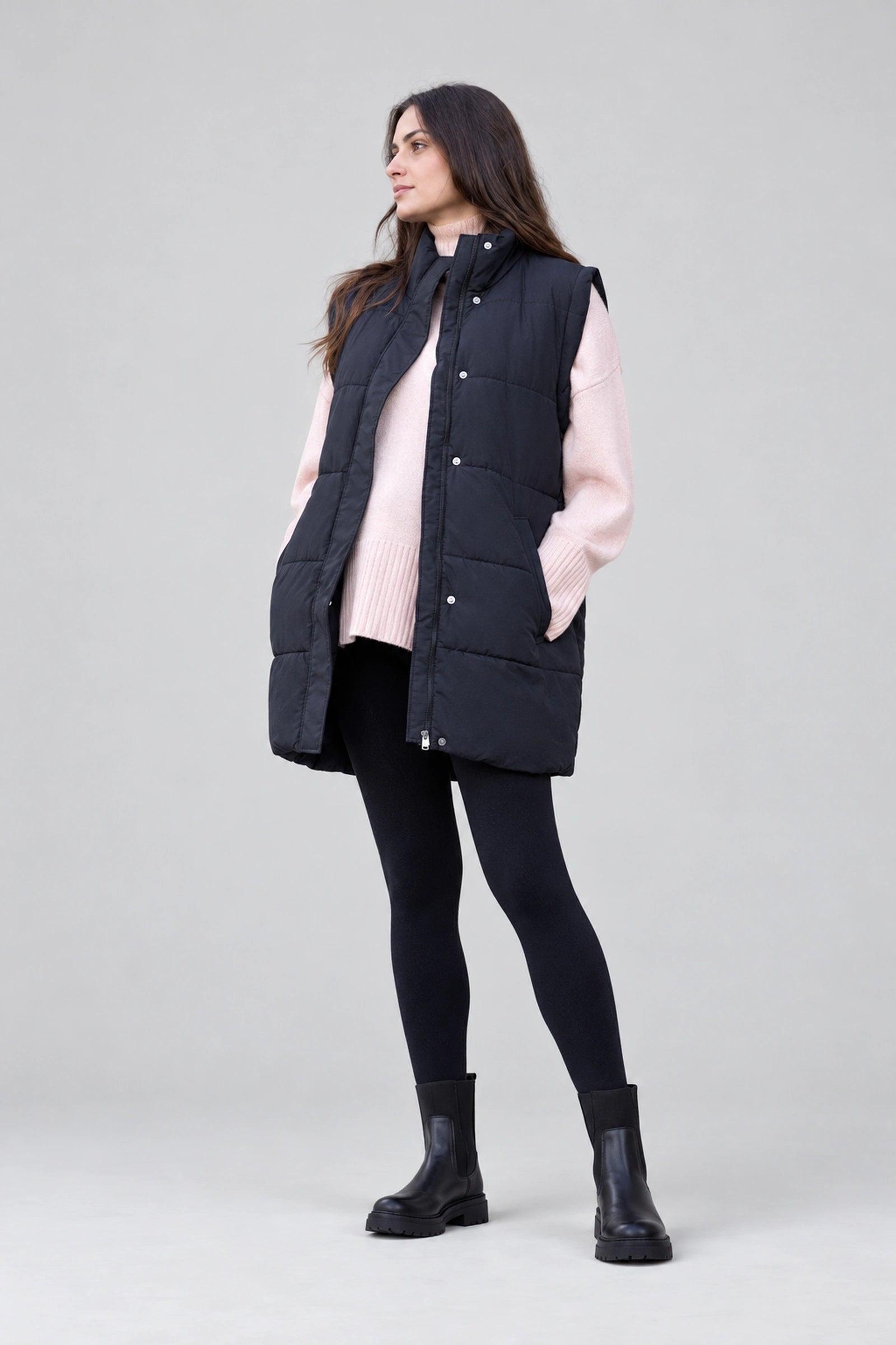 Black 3-In-1 Maternity & Babywearing Gilet — front view