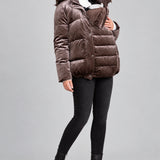 Aris Short Velvet Puffer Coat — front view