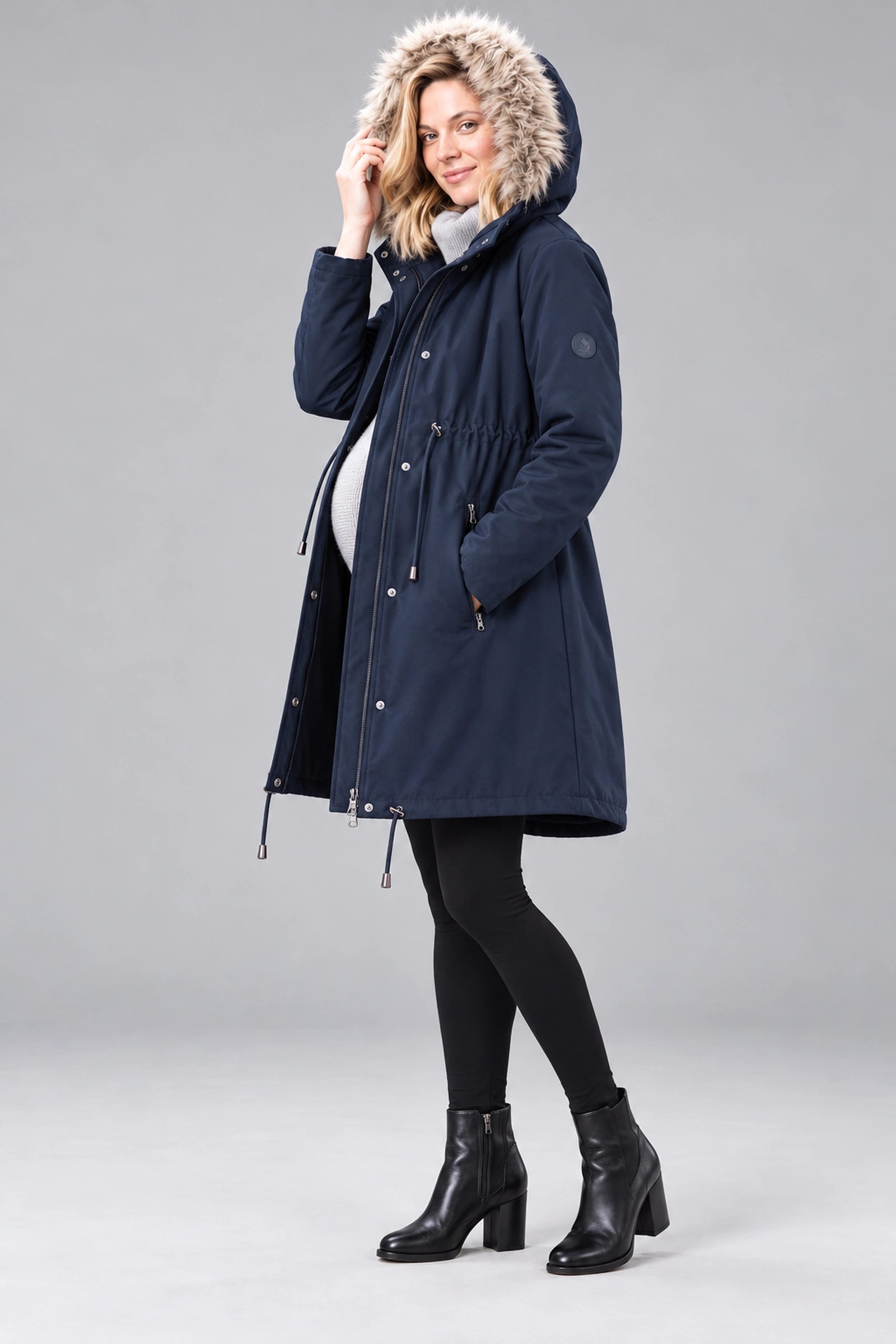 3 in 1 Winter Maternity Parka — side view