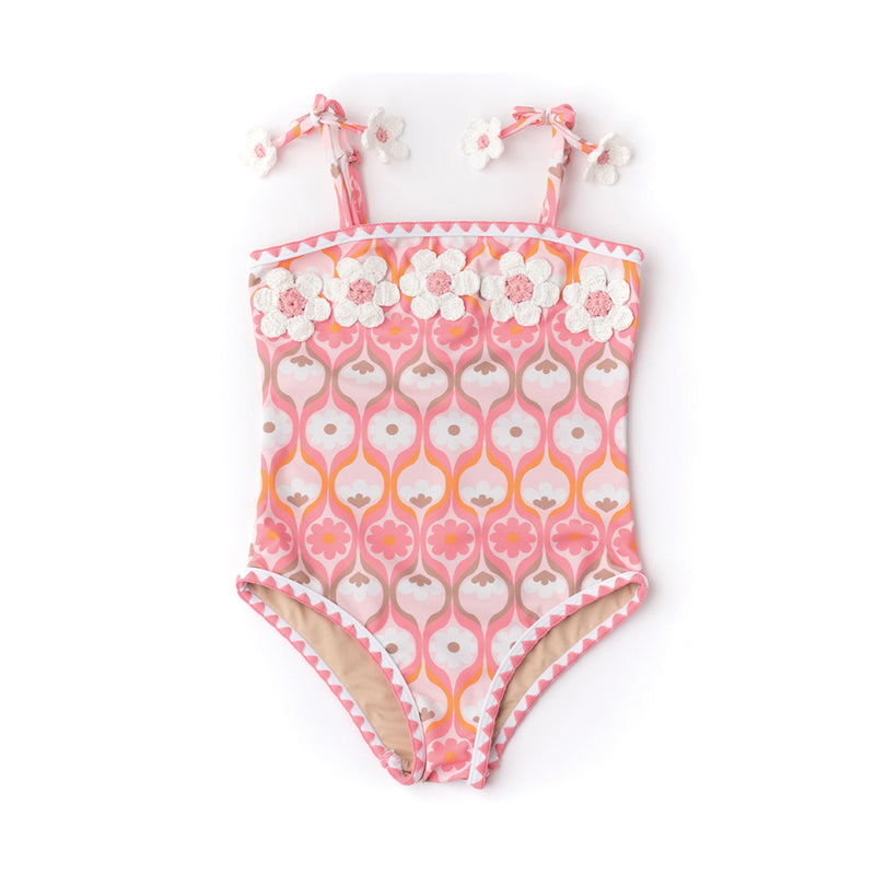 Crochet Pom Swimsuit- Summer Sorbet