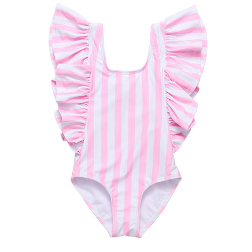 Tea Collection, Tropical Bird Flock in Pink Rash Guard Ruffle Baby Swimsuit  - Steveston Village Maternity
