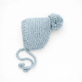 Surf Blue Garter Stitch Knit Bonnet