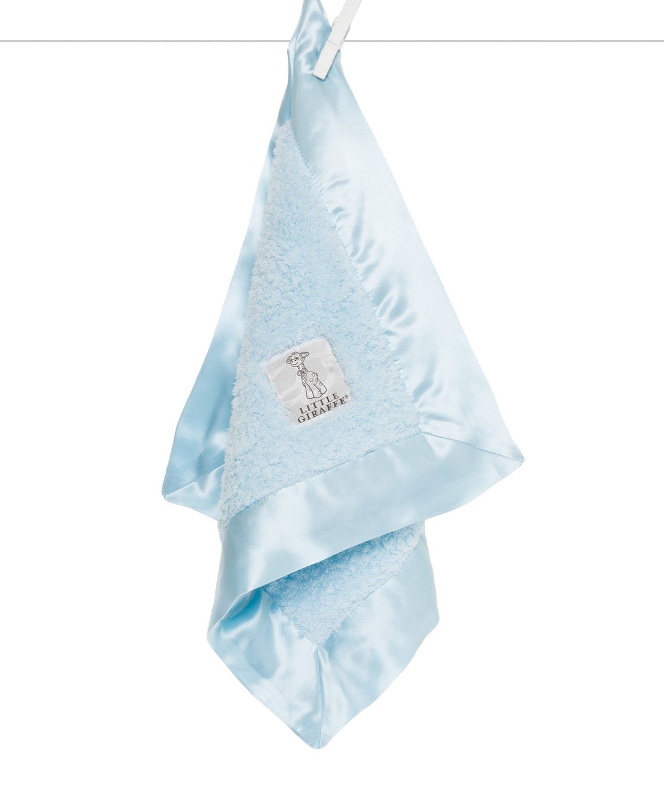 chenille small baby blanky in light blue 