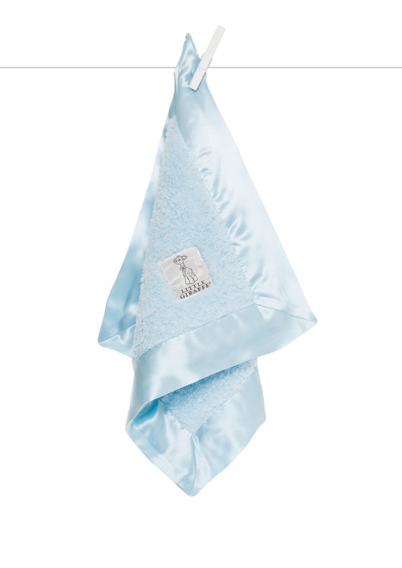 chenille small baby blanky in light blue 