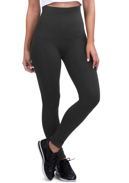 mother tucker postpartum compression leggings with control top tummy for compression after birth - in black with high waist