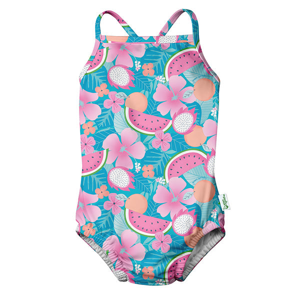 One-piece Classic Swimsuit with Built-in Reusable Absorbent Swim Diaper