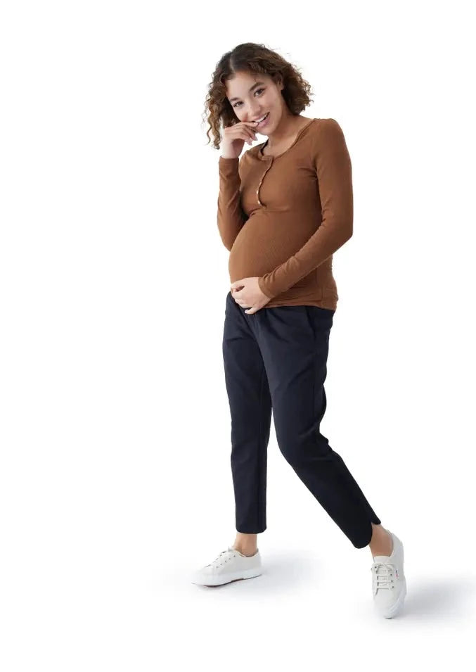 Long Sleeve Rib Henley Maternity + Nursing