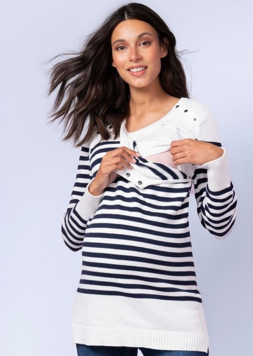 Nautical Cotton Maternity + Nursing Sweater