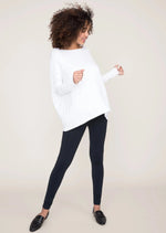 Long-sleeve maternity tee shirt with slouchy shoulders in white