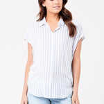 Quinn relaxed shirt button up blouse with cap sleeves for maternity and nursing