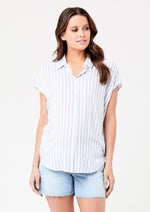 Quinn relaxed shirt button up blouse with cap sleeves for maternity and nursing