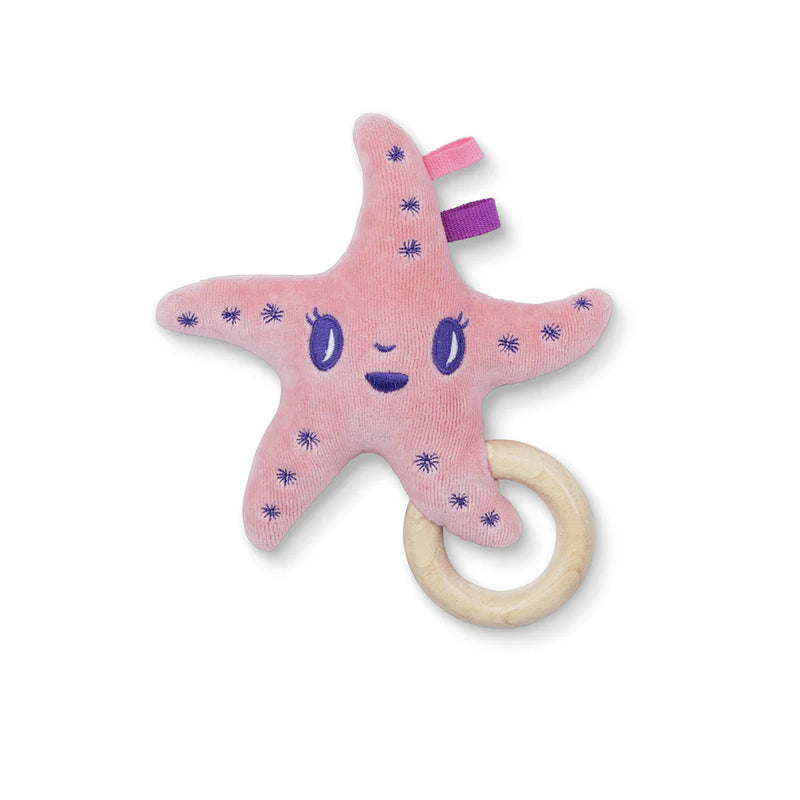 Pink Sea Star Teething Rattle