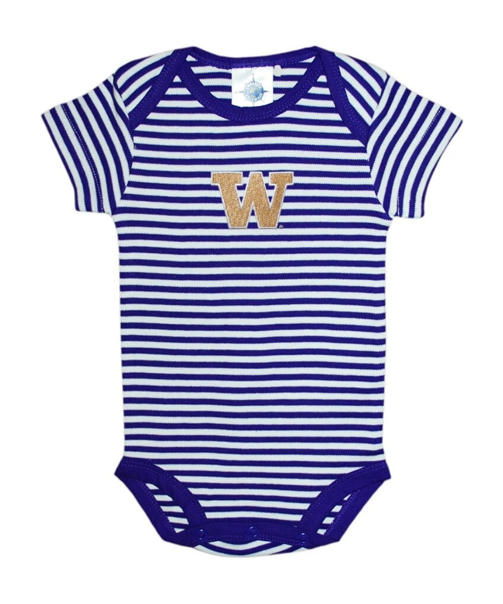 University of Washington Short Sleeve Stripe Bodysuit + Maternity + Baby