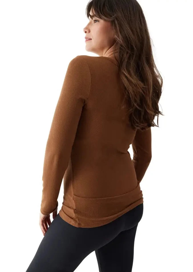 Long Sleeve Rib Henley Maternity + Nursing